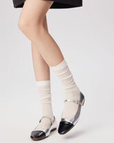 Women Crew Socks Vertical Stripe Pile Ballet Chic Comfortable